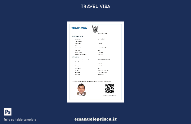 modello di visto di destinazione Thailandia (DTV) in stile verificato